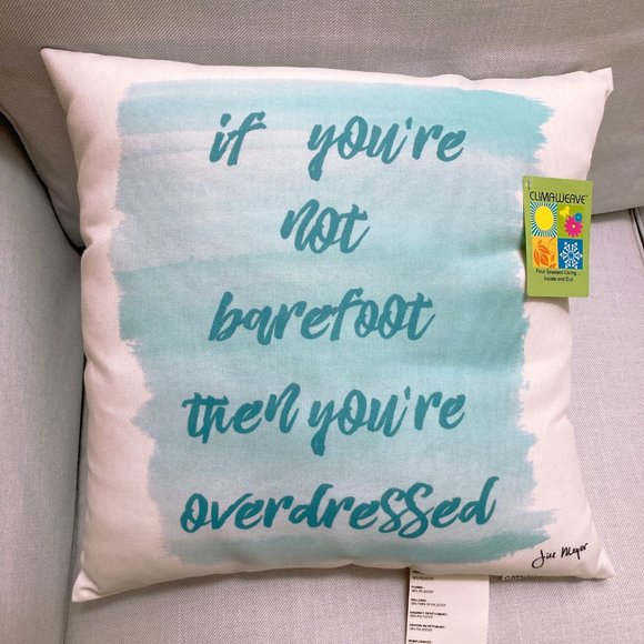 MWW, 18” x 18” Blue and White Beach Theme Throw Pillow “Overdressed” - Picture 2 of 3